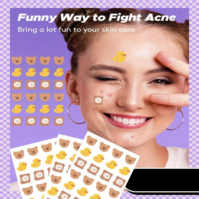 Cartoon Bear & Duck Shaped Acne Patches, 120pcs box Waterproof Hydrocolloid Acne Cover Patches, Face Acne Patches, Skin Care Products