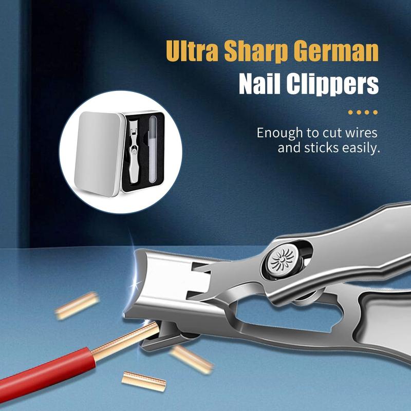 Ultra Wide Jaw Opening Nail Clipper Set,Sharp Stainless Steel Nail Clippers for Tough Nails, Clippers for FingerNails Toenails, Men & Women Nail Art