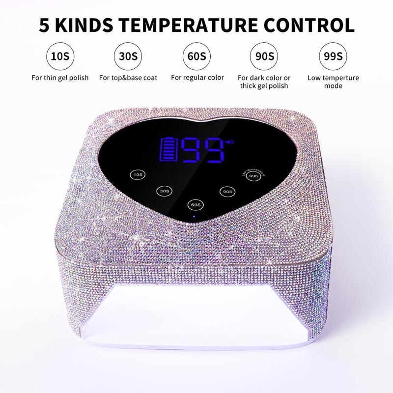 Rechargeable UV Nail Lamp, 1 Box Fast Nail Dryer Curing Lamp with 5 Timer Settings, Touch Control and Auto Sensor Nail Art Tool for Salon and Home