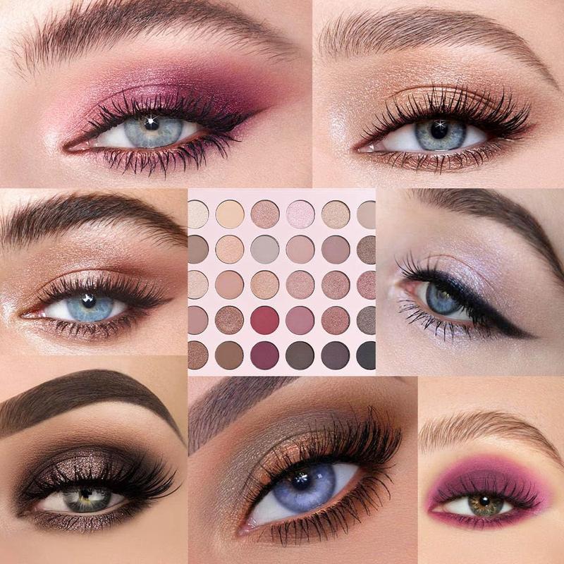 30 Colors Matte Shimmer Eyeshadow Palette with Brush for Eye Makeup,High Pigmented Pink Purple Brown Eye Shadow Powder Palet