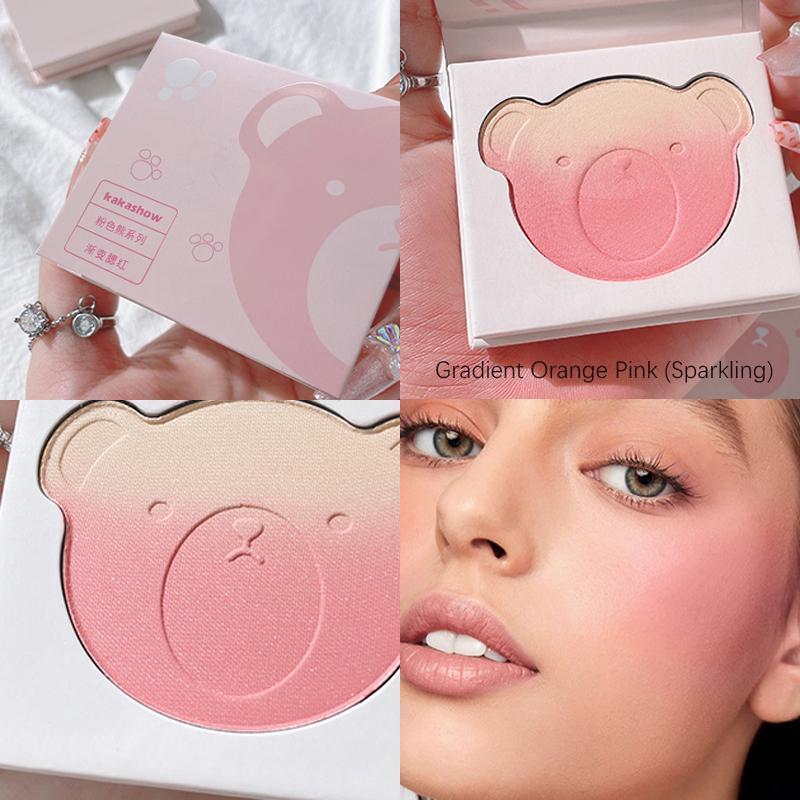 Gradient Blush Powder, Cute Bear Design Blush Palette, Facial Makeup Tools for Daily Use, Fine & Light Blush Palette, Gradient Design Facial Cosmetic, Christmas Gift