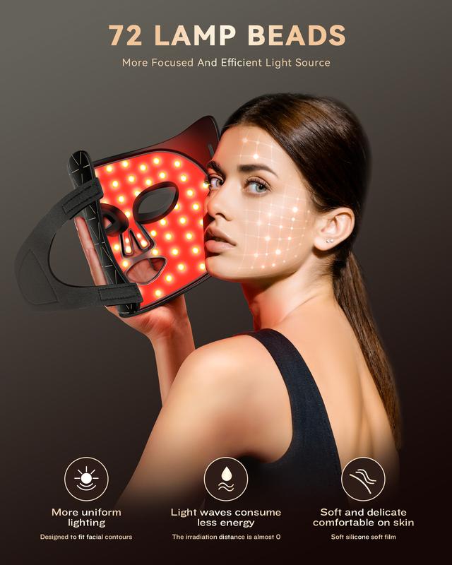 FOLOKE Light Therapy Mask, Red Light Face Mask Light Therapy, Portable and Rechargeable for Facial Led Mask Skincare at Home and Travel