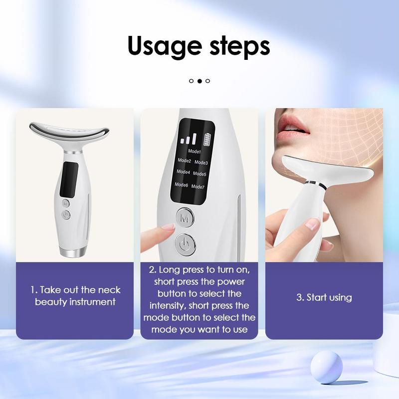 7 Modes Heat Vibration Massager, 1 Box Neck Massager, Neck Lifting & Firming Beauty Instrument, Professional Facial Beauty Massager for Women