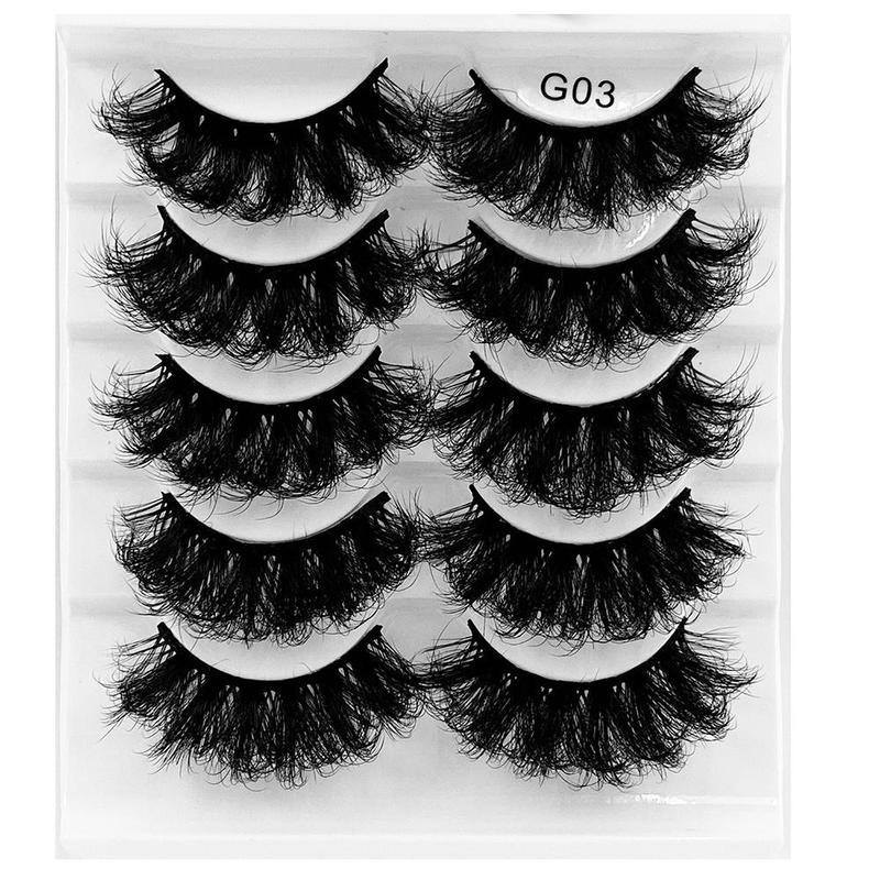 8D Curl & Fluffy False Eyelashes, 5 Pairs Natural Curling Wispy Strip Lashes for Women and Girls Eye Makeup