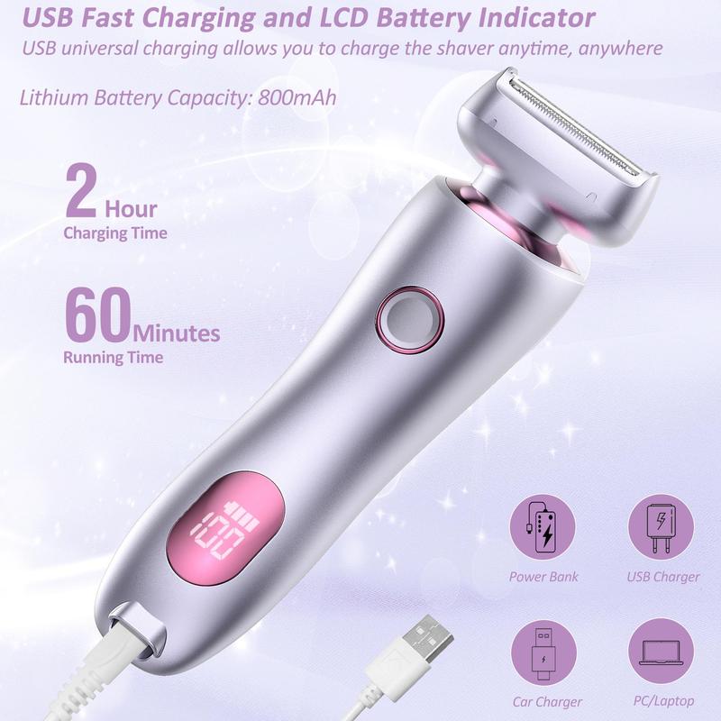 Electric Razor for Women, 1 Box Waterproof Wet & Dry Use Electric Shaver, Portable Gentle Lady Shaver for Home Travel, Women Hair Removal Tool