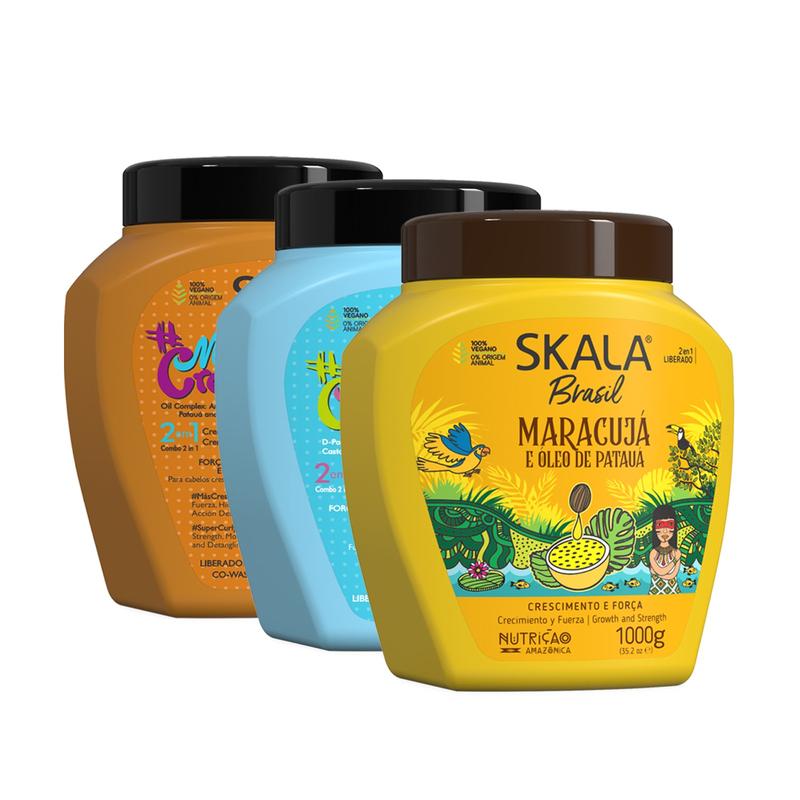 Skala Expert Brazilian Hair Care 3-Piece Kit for curly hair: Mais Cachos, Maracuja & Mais Crespos Treatments (1000g Each) Haircare curly