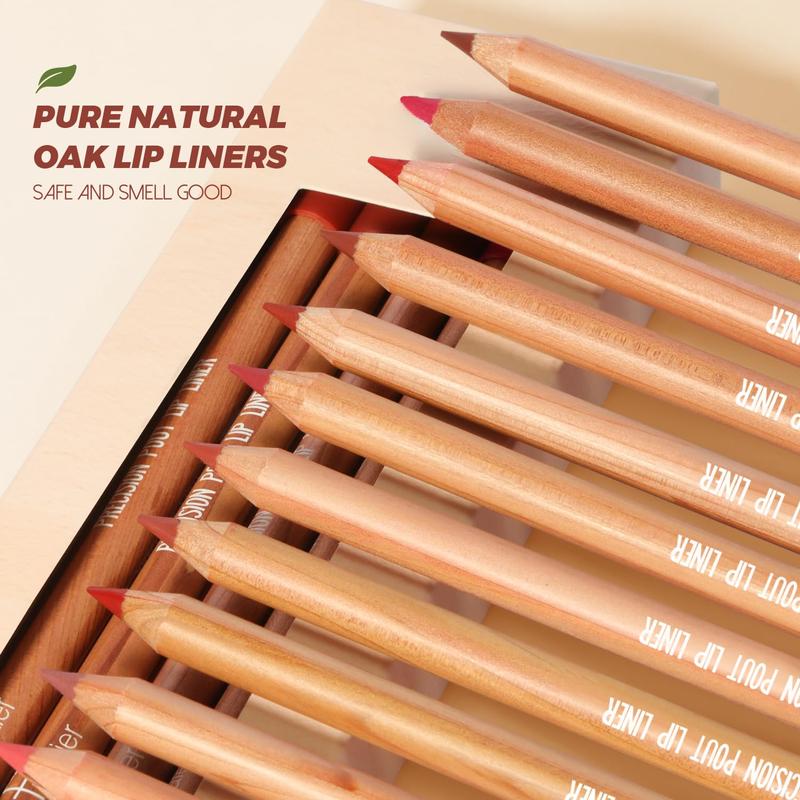 Trending Lip Liner Set! 12 Pieces of Lip Liners in Natural Oak Brown Pink Red Series. Smooth Texture and Highly Pigmented for a Stunning Lip Makeup. These pencils are essential for creating defined and beautiful lips. A Beauty Must-Have for 2024.