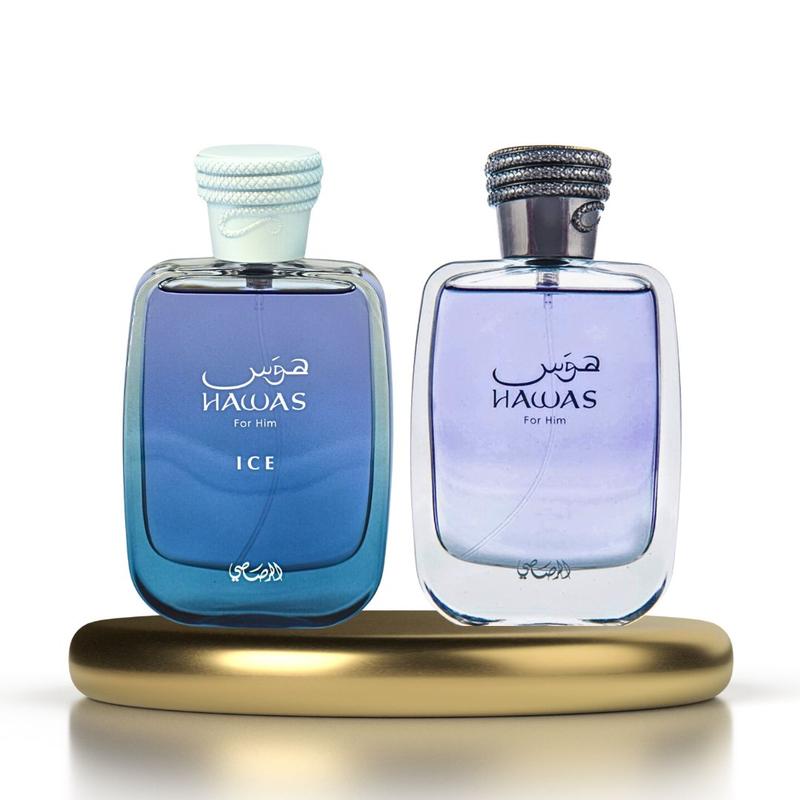 Rasasi Hawas & Hawas Ice - For Him EDP Sprays 100ML (3.4 OZ) by Rasasi | Long Lasting, Refreshing, Aquatic, Luxurious Masculine Scents. (Value Pack)