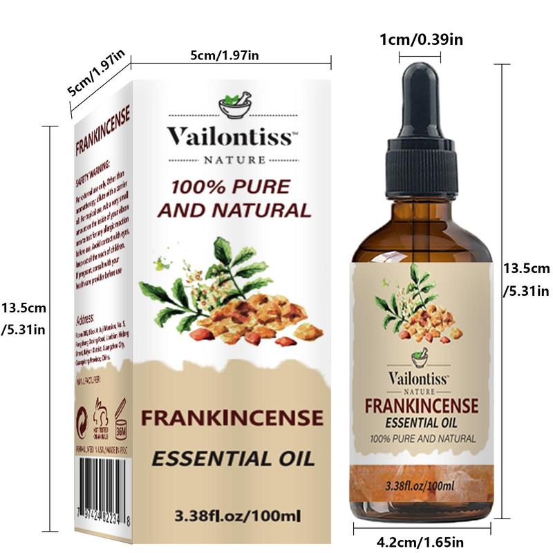 100ml Premium Frankincense Essential Oil, Suitable for Home Use, Spa Treatments, Yoga, Massage, Bathing, Aromatherapy, Candle Making, Bath Products, Facial Care, Body Care, Nail Care, Hair Care and Eyelash Care