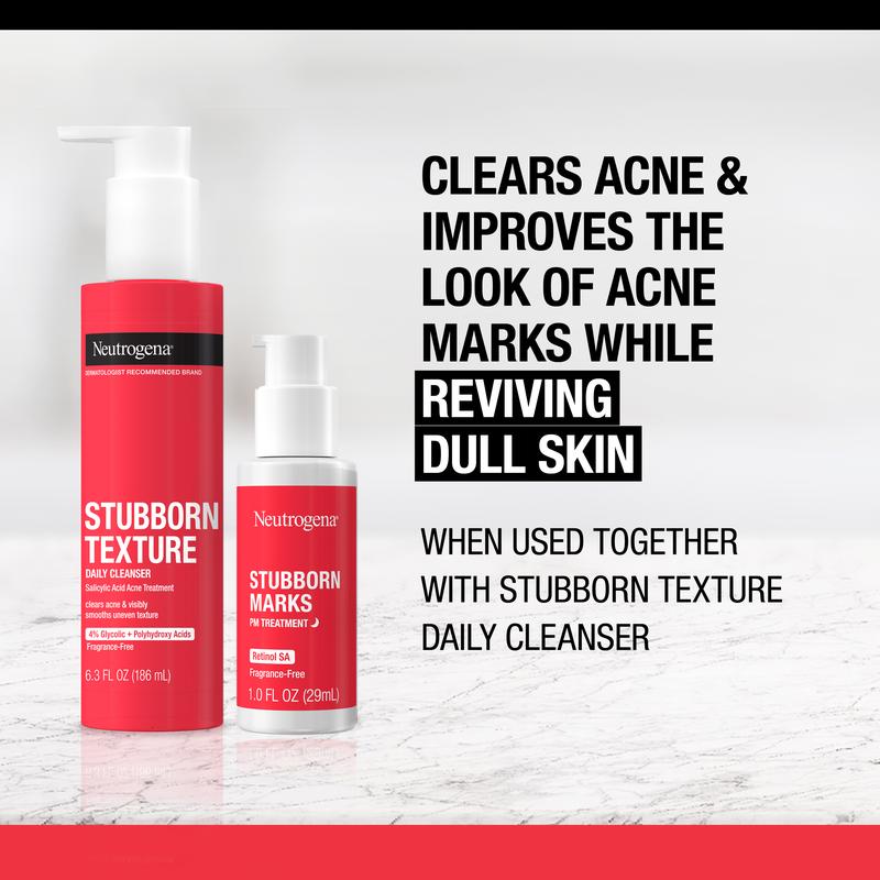 Clear Skin Duo for AM and PM, Stubborn Texture Daily Acne Facial Cleanser Salicylic Acid & Stubborn Marks PM Treatment w Retinol Fragrance Free