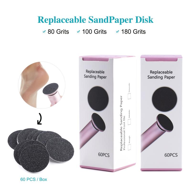 Refillable Sandpaper Sheet,60pcs box Round Foot File Sandpaper for Electric Callus Remover, Summer Manicure & Pedicure Accessories,Nail Care Tools,Nail Supplies