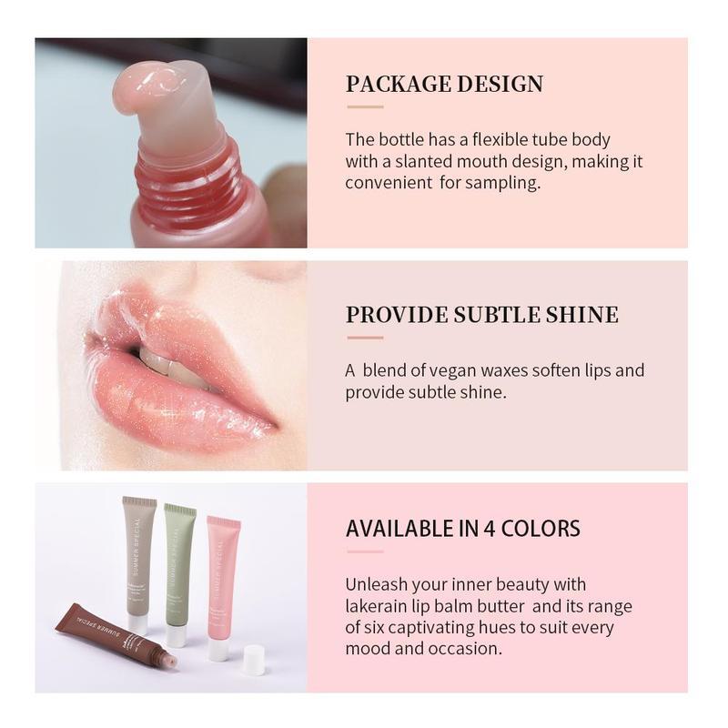 Moisturizing Lip Butter Balm, 4 Counts set Hydrating Lip Balm, Plumping Lip Oil Lip Stick, Glossy Lip Glaze Stick, Plumping Lip Cosmetic, Lip Stain