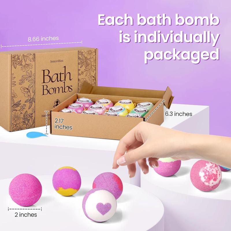 Bath Bombs Gift for Women, 12 Pack Handmade Bubble Shower Bombs Set, Bath Bomb with Shea Butter & Individually Wrapped, Amazing Present Party Gift Basket for Her Him, Wife, Girlfriend, Mother