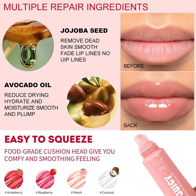 Moisturizing Lip Oil, 1 Count No-sticky Gloss Lip Balm, Fruit Flavored Lip Oil For Dry Lip's Moisturizing Hydrating And Nourishing