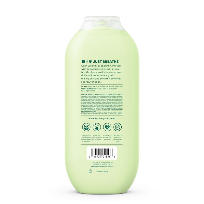 Daily Zen Body Wash, Paraben & Phthalate Free, Cucumber & Seaweed, 18 oz, Biodegradable Formula