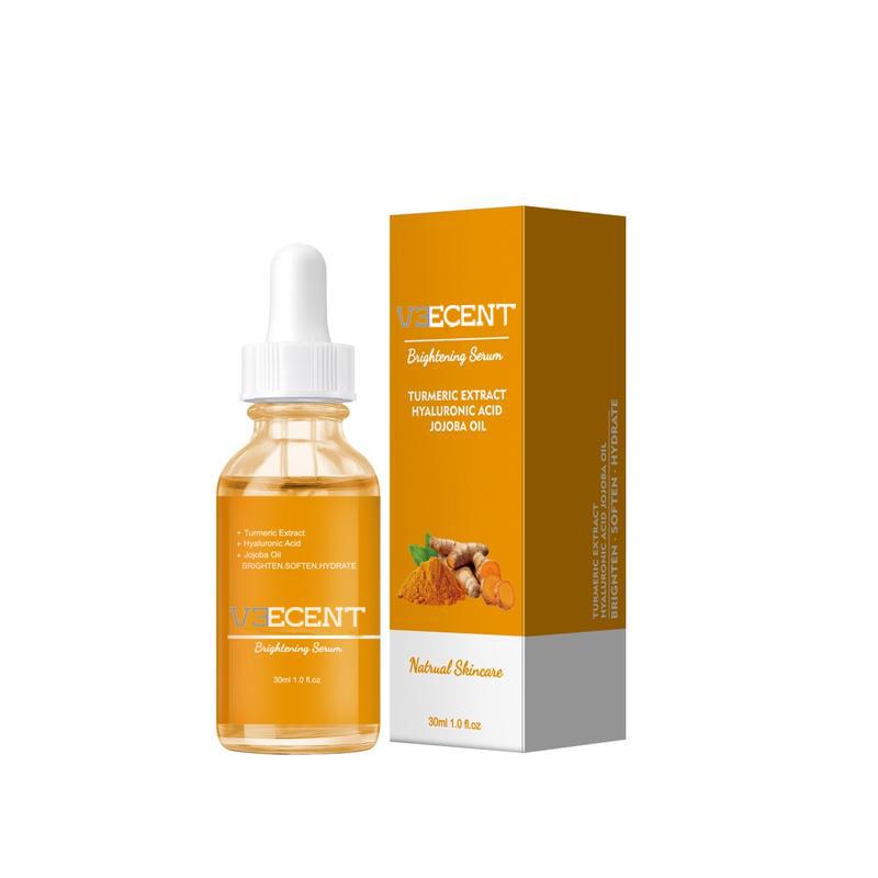 NEW-Veecent Brightening Turmeric Hyaluronic Acid Serum-Brighten +Turmeric and Kojic Cleansing Pads Daily Gentle Cleanser Cosmetic