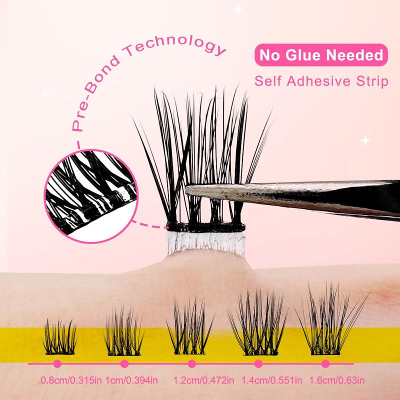 Self Adhesive Eyelashes, 60pcs set Natural Look Eyelash Extensions with Eyelash Curler, Eye Makeup Product for Women & Girls