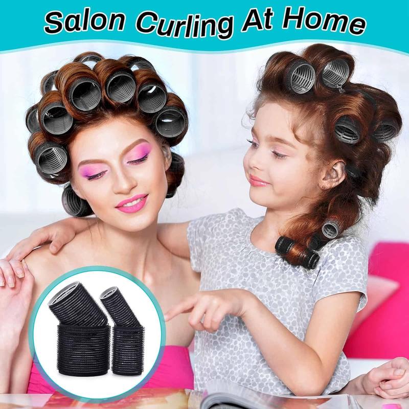 36 Pcs Hair Rollers, Hair Curlers 36 Pcs Set with 24Pcs Hair Curlers 4 Sizes (6 Jumbo Rollers, 6 Large Rollers & 6 Medium Rollers & 6 Small Rollers) and 12 Pcs Hair Clips for Long Medium Short Thick Hair.