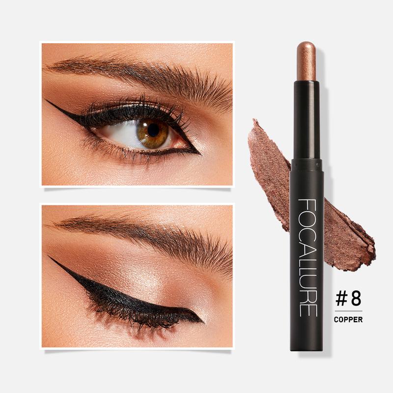 [Gift] Focallure Matte and Shimmer Cream Eyeshadow Pencil #08 COPPER, Shimmer Cream Eyeshadow Stick, High Pigmented Eyeshadow, Highlighter Eye Liner, Multi-Dimensional eyes Look