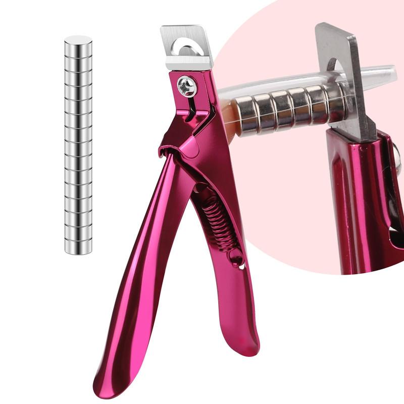 Stunning False Nail Clippers with Magnets! Made of Stainless Steel, these Nail Cutters are perfect for Acrylic Nails. Comes with 15Pcs Small Magnets, Ideal for Salon Nail Art. Your Go-To Nail Clippers for Precise Nail Point Trimming!