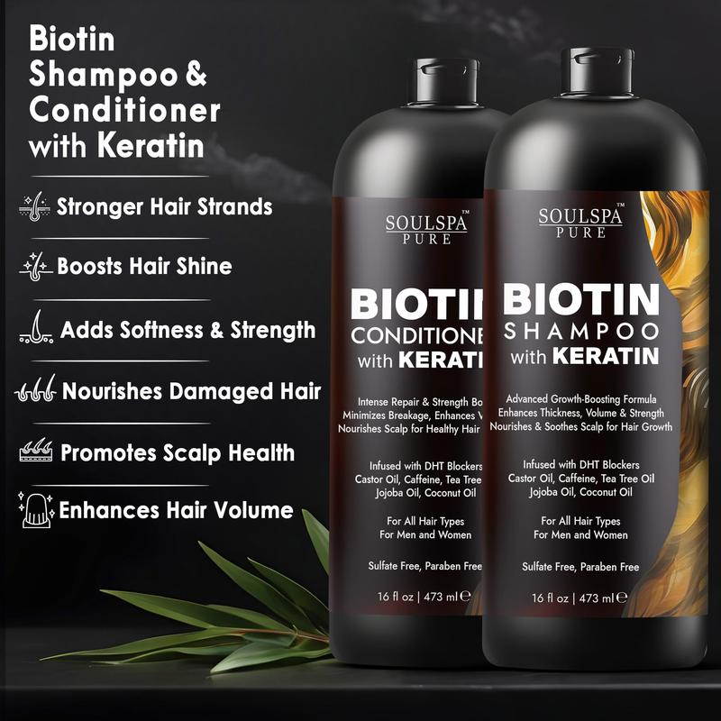 SOULSPA PURE Biotin Shampoo and Conditioner Set with Keratin Haircare Nourishing Haircare Nourishing Cleanser Cleansing