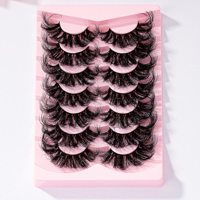 25mm D Curl False Eyelashes, 7 Pairs set Natural Curling Faux Cluster Eyelashes for Lashes Extensions, Thick False Eyelashes for Women and Girls Eye Makeup Enhancement