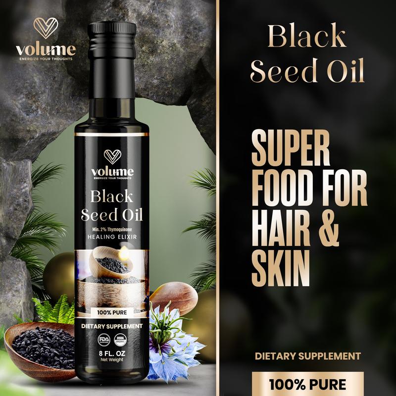 High TQ 100% Pure Black Seed Oil (8oz, Glass Bottle)