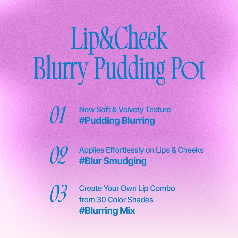 [Oh! Baddie] fwee Lip&Cheek Blurry Pudding Pot | Makeup Blush and Blurred Matte Lips | Pudding Texture, Airbrushed Finish | 2 colors (Oh!+Baddie) + Lip brush makeup set