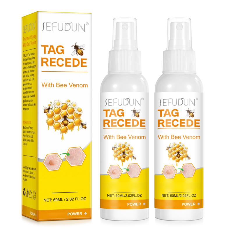 Sefudun 3 PCS Tag Recede Bee Venom, Tag Recede Bee Venom Spray for Women and Men 60ml PCS Skincare Acne Skin Repair