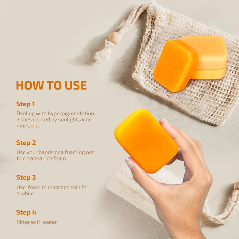 Johohula Turmeric Kojic Acid Soap: Dark Spot Corrector with Vitamin C, Retinol, Collagen. Smooths, firms, brightens. For face & body. 3 x 100g bars