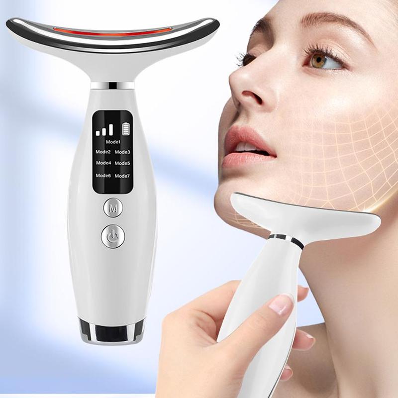 7 Modes Heat Vibration Massager, 1 Box Neck Massager, Neck Lifting & Firming Beauty Instrument, Professional Facial Beauty Massager for Women