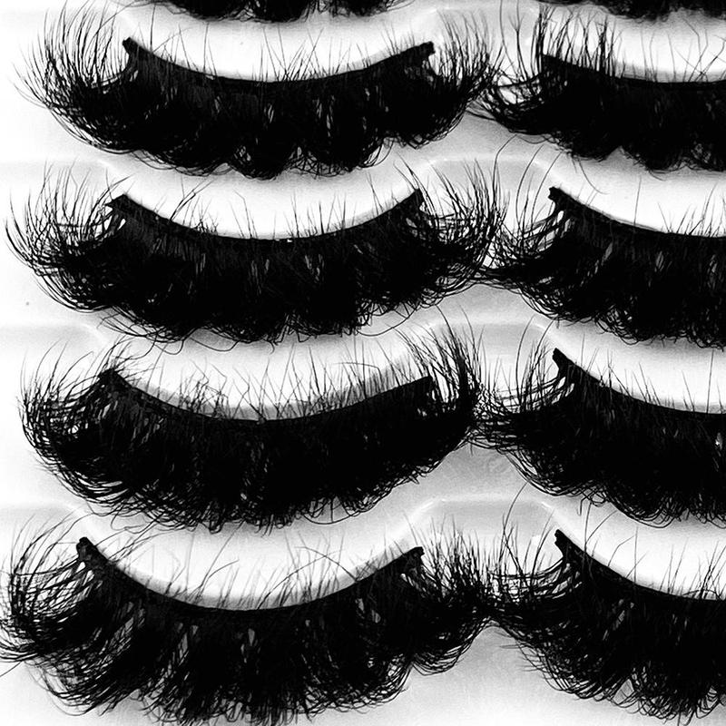 8D Curl & Fluffy False Eyelashes, 5 Pairs Natural Curling Wispy Strip Lashes for Women and Girls Eye Makeup