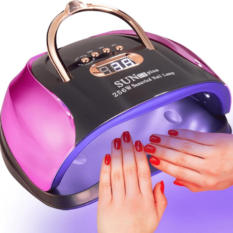 Professional 256W High-Power UV LED Nail Lamp - Four Timing Settings, Automatic Sensor, and Advanced Nail Art Curing Technology for Salon-Quality Results at Home