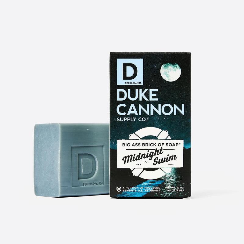 Duke Cannon Supply Co. Big Brick of Soap Midnight Swim - Refreshing Aquatic Scent with Green Top Notes, 10 oz Men's Soap Bar