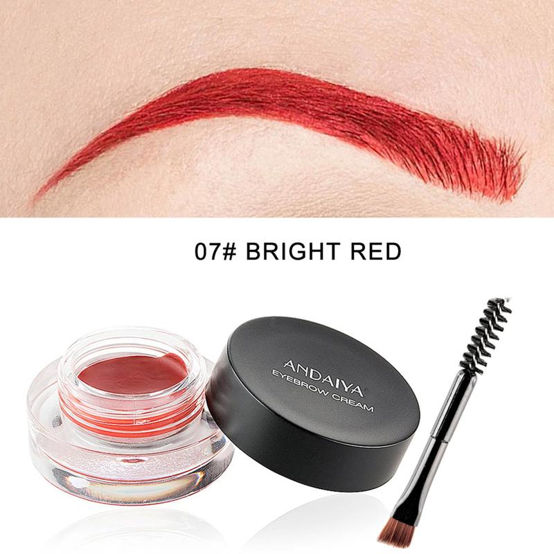 12 Colors Eyebrow Pomade Full-pigmented Long Lasting  Eyebrow Cream Gel Filling & Shaping Tinted Eyebrows Enhancers with Brush for Daily or Party (07 Bright Red)