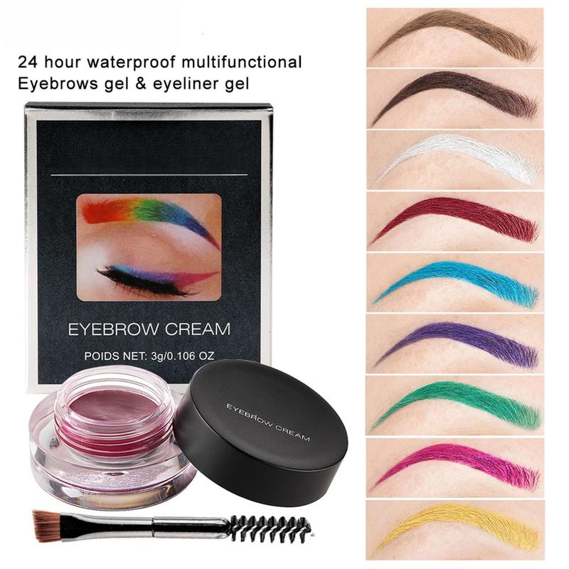 12 Colors Eyebrow Pomade Full-pigmented Long Lasting  Eyebrow Cream Gel Filling & Shaping Tinted Eyebrows Enhancers with Brush for Daily or Party (07 Bright Red)