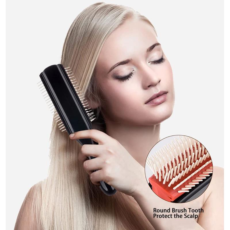 9 Rows Hair Brush, Easy Clean Removable Hairbrush For Styling Detangling Shaping Smoothing Blow-Drying Separating,Defining Curls For Curly Hair