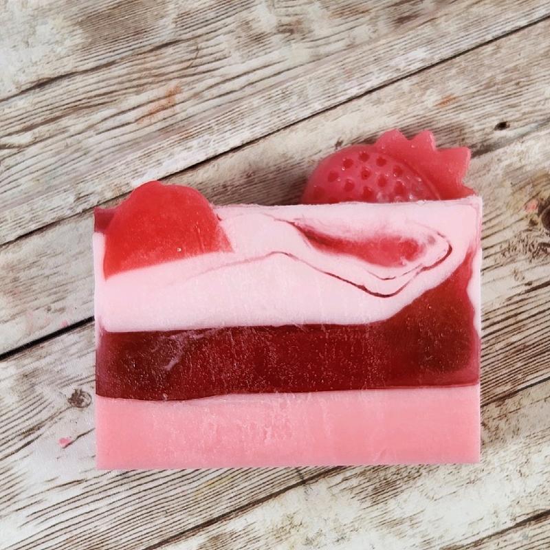 Strawberry Shortcake Handmade All Natural Goat Milk & Shea Butter Soap Makeup Brush Cleaner. Cute Handcrafted Soap. Yoni Soap Bar kitty