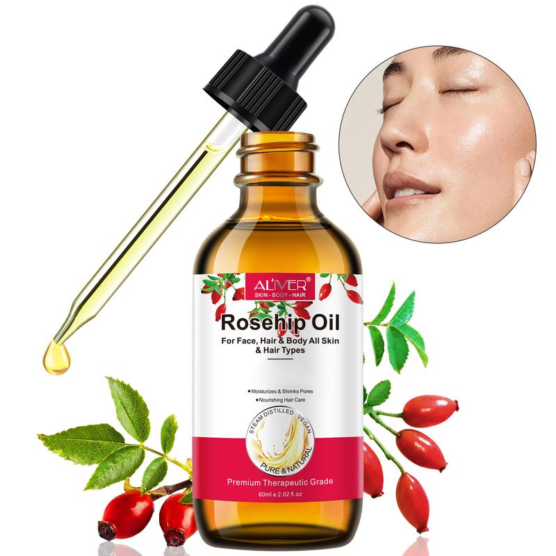 Aliver Rosehip Oil, with Gua Sha Massage Tool for Body & Skin -(60ml 2.02Fl Oz)