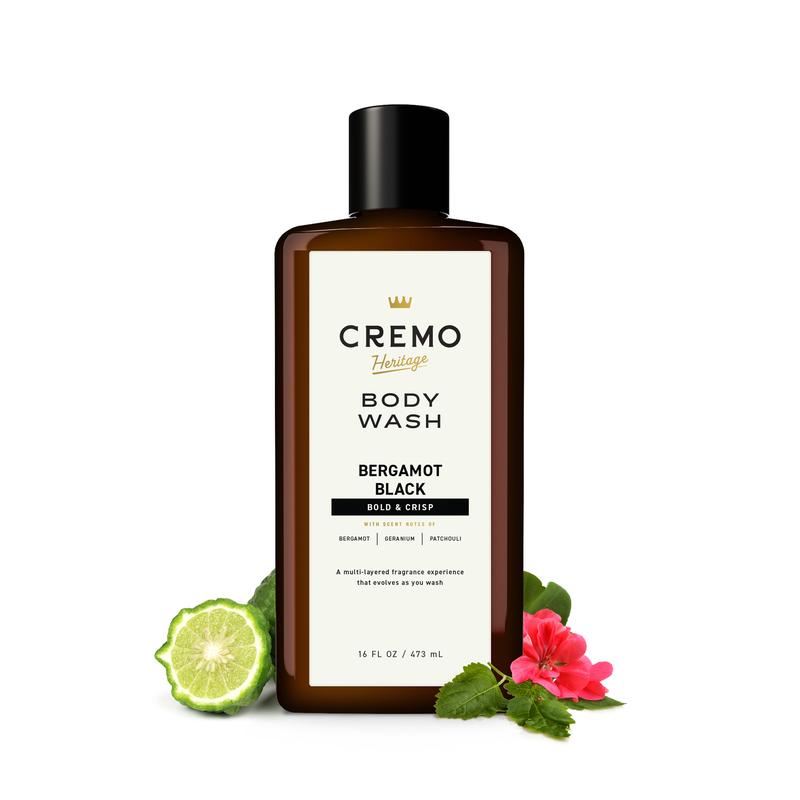 Cremo Mens Body Wash Heritage Black, Bergamot Black Scent, 16 fl oz