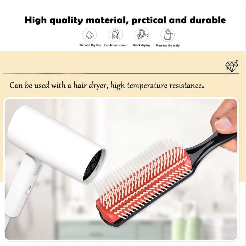 9 Rows Hair Brush, Easy Clean Removable Hairbrush For Styling Detangling Shaping Smoothing Blow-Drying Separating,Defining Curls For Curly Hair