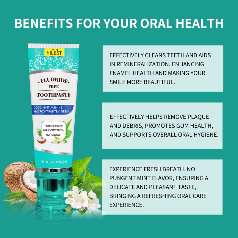 Non Fluoride Toothpaste, 1 Count 2 Counts Brightening Toothpaste, Freshens Breath, Fights Plaque, Oral Care Product for Adults & Kids, Christmas Gift