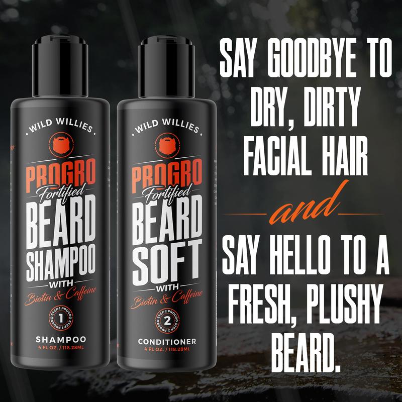 Moisturizing Beard Shampoo & Conditioner Kit - Fortified with Biotin & Caffeine for Facial Hair Growth, Hydration, & Softener, 4oz Hair Care Moisture