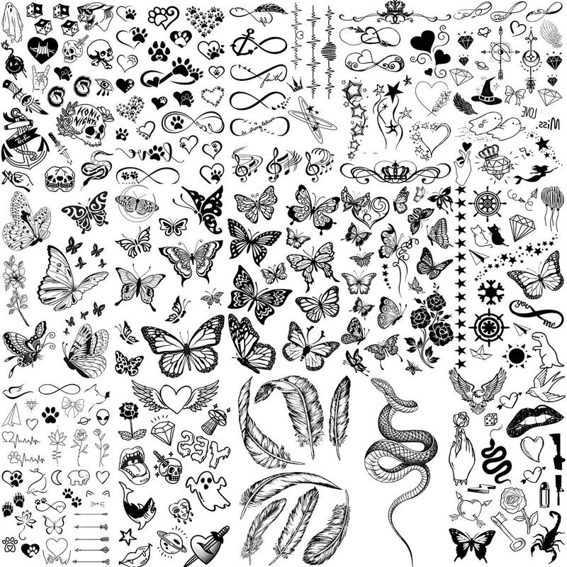 Butterfly & Snake Pattern Makeup Temporary Tattoo Sticker for Music Festival Makeup Decor, 15pcs Waterproof Cosmetic Fake Tattoo Sticker for Women & Girls, Christmas Gift