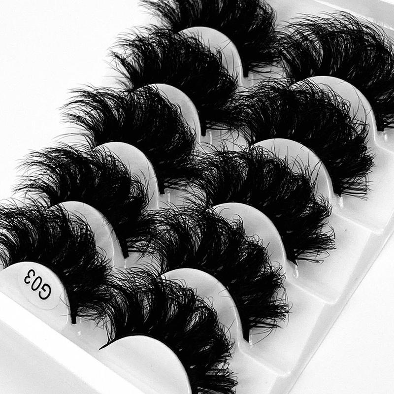 8D Curl & Fluffy False Eyelashes, 5 Pairs Natural Curling Wispy Strip Lashes for Women and Girls Eye Makeup