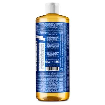 Dr. Bronner's 18-In-1 Hemp Pure-Castile Liquid Soap - Peppermint - 32 fl oz Body Care Cleanser Organic Scent Clear Foaming Smooth Synthetic Comfort