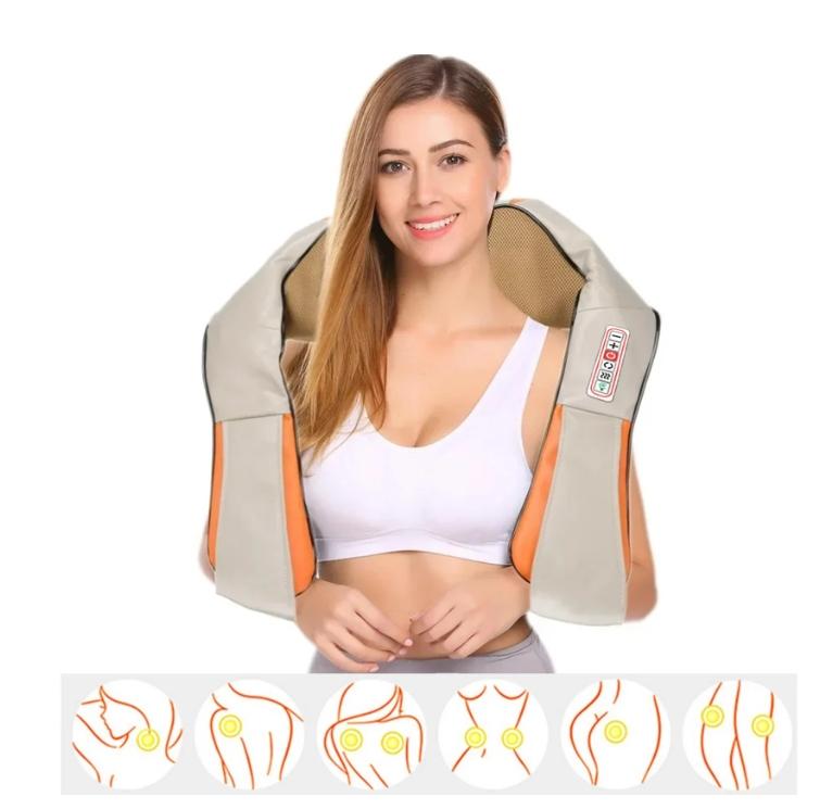 Shiatsu Back Massager,Deep Shiatsu Neck and Shoulder Massager, Foot Massager,3D Kneading Massage Pillow,Kneading Massage Pillow with in Beige and Orange