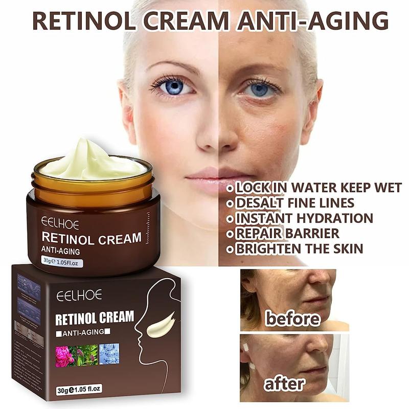 EELHOE Retinol Cream Anti-Aging Wrinkles Brightening Skin Moisturizing Facial Skin Skin Care Cream Firming and Lifting, Essence, with Hyaluronic Acid Vitamin E Hexapeptide, Anti Aging, Revitalizing, Anti-Wrinkle Facial Moisturizer Skin Repair Hydrate