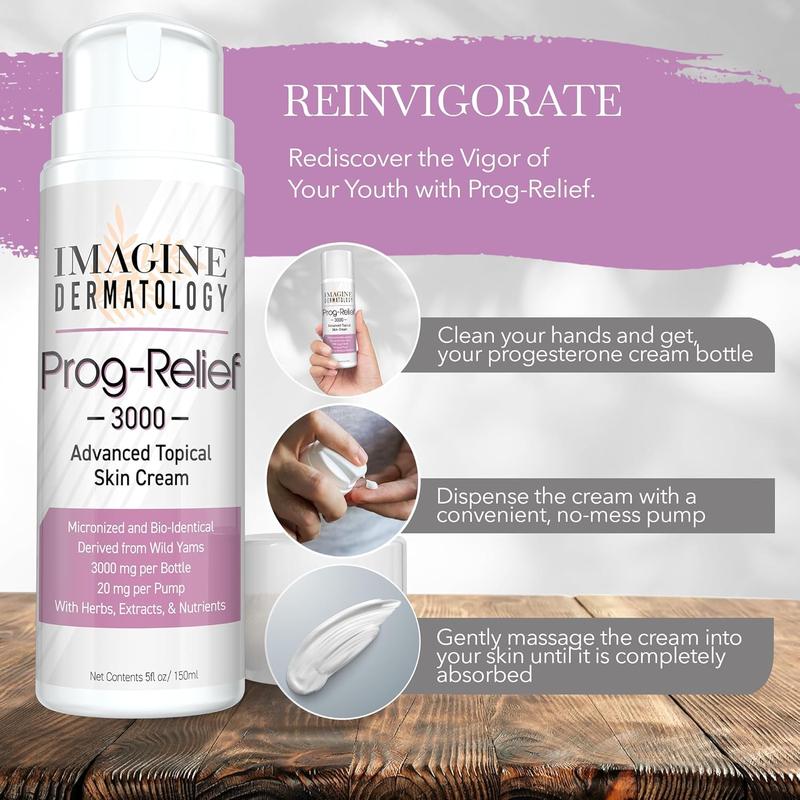 Bio-Identical Progesterone Cream, 50% More - 3000mg, Micronized USP from Wild Yam Prog-Relief Cream, 150 Pump Applications, Paraben-Free, Soy Free, the Female Mid-Life Solution