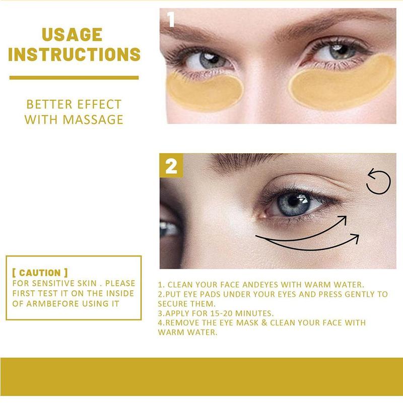 24k Gold Eye Mask, 1 Box 2 Boxes Moisturizing Firming Eye Care Mask, Reduces The Look Of Dark Circles, Eye Care Product for Women & Men Daily Use